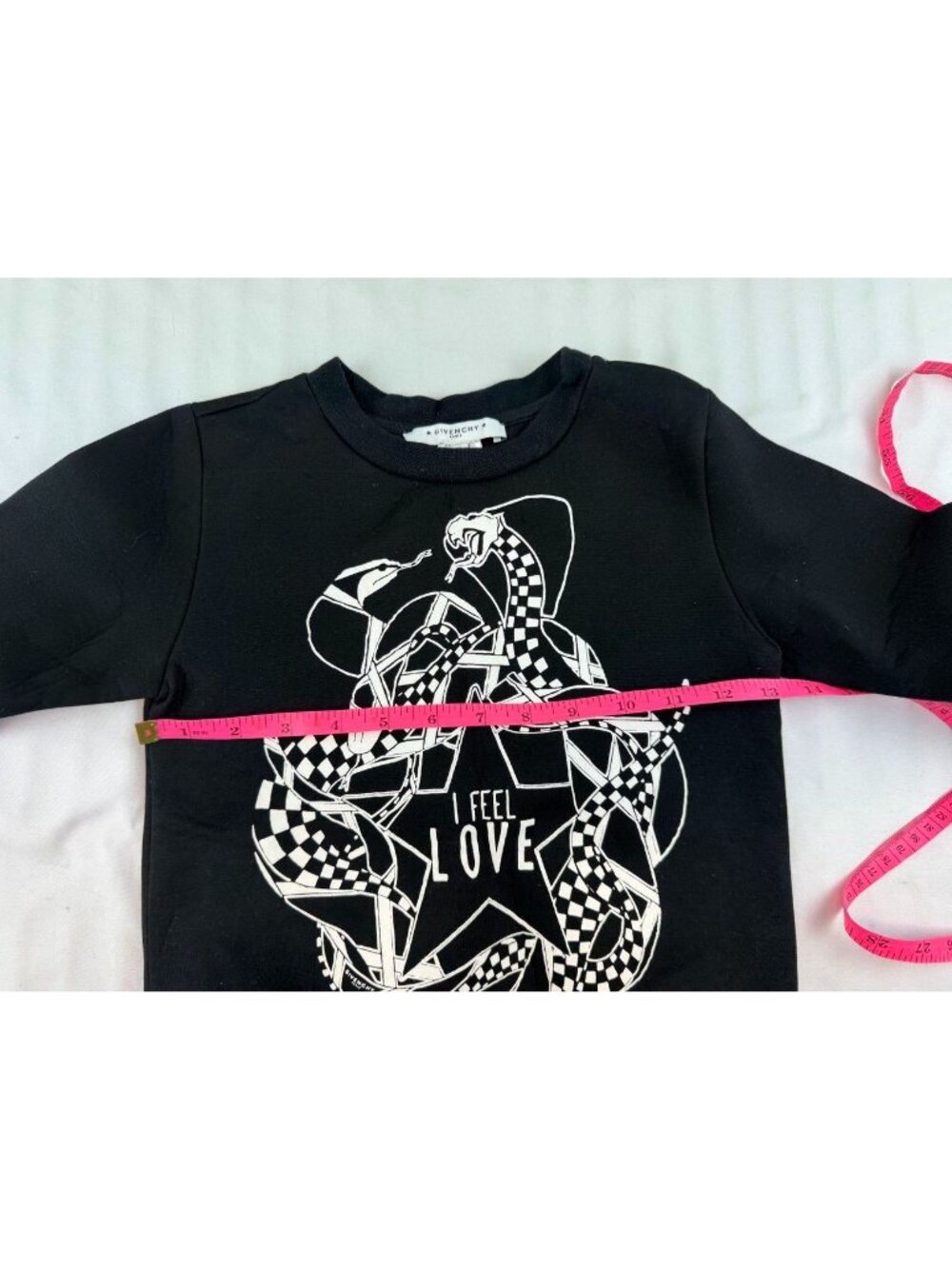 Givenchy Kids "I Feel Love" Checkerboard Snake Sweatshirt Size 6 - Picture 7 of 8